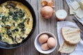 Omelette with wild mushrooms and spinach Royalty Free Stock Photo