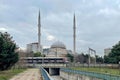 Omer duruk mosque external view with minarets in atakoy district.