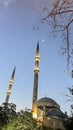 Omer duruk mosque external view with minarets in atakoy district.