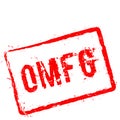 Omfg red rubber stamp isolated on white.