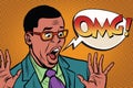 OMG black man businessman pop art style Royalty Free Stock Photo