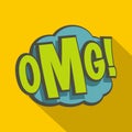 OMG, comic book explosion icon, flat style Royalty Free Stock Photo