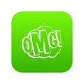 OMG, comic text speech bubble icon digital green Royalty Free Stock Photo