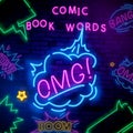 OMG neon sign vector. OMG pop art Design template neon sign, light banner, neon signboard, nightly bright advertising, light Royalty Free Stock Photo