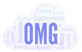 OMG or OmiseGO cryptocurrency coin word cloud.