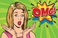 Omg Pop art kitsch woman Royalty Free Stock Photo