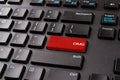 OMG red key on a black pc keyboard. Desktop keyboard with Omg gamer slang button. Keypad enter button with oh my god game