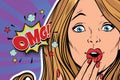 OMG surprised pop art woman face Royalty Free Stock Photo