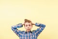 Omg unbelievable shock amazement. dumbfounded boy with wide open Royalty Free Stock Photo