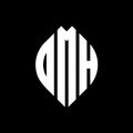 OMH circle letter logo design with circle and ellipse shape. OMH ellipse letters with typographic style. The three initials form a Royalty Free Stock Photo