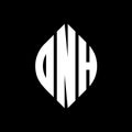 OMH circle letter logo design with circle and ellipse shape. OMH ellipse letters with typographic style. The three initials form a Royalty Free Stock Photo