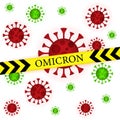 Omicron COVID-19 Poster ATTENTION kind of coronavirus B.1.1.529 Concept of scientific virology of the danger of vaccine