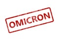 Omicron, new COVID-19 variant coronavirus stamp banner isolated on white background. Novel corona virus outbreak in