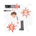 Omicron is a variant of COVID. New strain of coronavirus. Vector symbol of mutated virus symptoms.