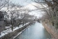 Omihachiman moat walkway in Snow Royalty Free Stock Photo