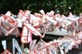 Omikuji Paper Strips at Kushida Shrine, Fukuoka City Royalty Free Stock Photo