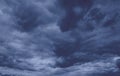 Ominous dark clouds, gloomy sky, extreme weather. Royalty Free Stock Photo