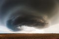 Ominous dark supercell storm clouds