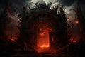 Ominous Gate fire hell. Generate Ai Royalty Free Stock Photo