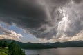 Dramatic storm clouds over Pactola Lake in the Black Hills area of South Dakota Royalty Free Stock Photo