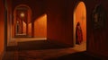 Ominous Mexico: A Dark Robe And Arched Doorways