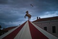 A horse statue atop a children's carrousel Royalty Free Stock Photo