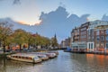 Ominous sky at the Amstel river Royalty Free Stock Photo