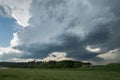 Two rotating wall clouds of a severe supercell thunderstorm Royalty Free Stock Photo