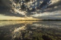 Ominous stormy sky reflection over natural lake Royalty Free Stock Photo