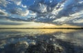 Ominous stormy sky reflection over natural lake Royalty Free Stock Photo