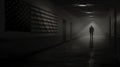 Ominous Usa: Dark Gray Corridor With Lurking Figure