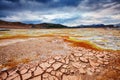 Ominous view geothermal area Hverir Hverarond. Location place Lake Myvatn, Krafla, Iceland, Europe Royalty Free Stock Photo