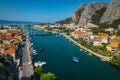 Omis cityscape with Cetina river from the cliffs, Dalmatia, Croatia Royalty Free Stock Photo