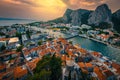 Omis cityscape with Cetina river at sunset, Croatia Royalty Free Stock Photo