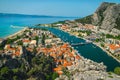 Omis cityscape with Cetina river view from the climbing route Royalty Free Stock Photo