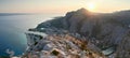 Omis, Croatia - July 23, 2021: Panorama of the city of Omis during the sunset. View from the Starigrad fortress