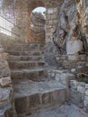 Omis, Croatia - July 23, 2021: Stairs leading to the Mirabela fortress in the historic city of Omis