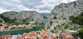 Aerial view of  old town Omis, Croatia. Royalty Free Stock Photo