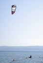 OMIS, CROATIA, SEPTEMBER 18, 2020 - Tourists enjoying kitesurfing during a windy sunny day in Omis Resort, Croatia. Royalty Free Stock Photo