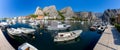 Omis. Panorama of the old fishing harbor on a sunny day.