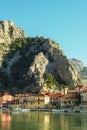 Omis town on Cetina river and old ruins of Pirate fortress. Croatia Royalty Free Stock Photo