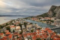 Omis town surrounded by mountains - Travel in Croatia.