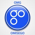 OmiseGo cryptocurrency blockchain icon. Virtual electronic, internet money or cryptocoin symbol, logo