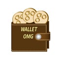 Omisego wallet with coins on a white background