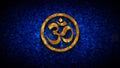 Omkara With Circle Hinduism Symbol Gold Texture On Dark Blue Shiny Grunge Subtle Grain Texture Effect