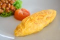 Omlete on dish with vegatable as macro Royalty Free Stock Photo