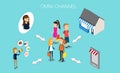 OMNI Channel concept Isometric 3D vector. Royalty Free Stock Photo