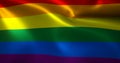 Omni Flag, Omnisexual Pride Flag with waving folds, close up view, 3D rendering