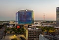 Omni Hotel building in twilight