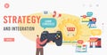 Omnichannel, Digital Marketing Strategy and Integration Landing Page Template. Customer Character Use Game Console